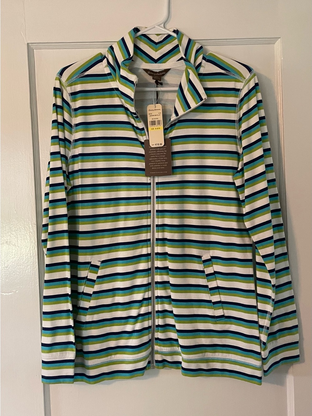 Tommy Bahama NWT Large Striped Zip-Up Light Weight Light Jacket/Sweatshirt